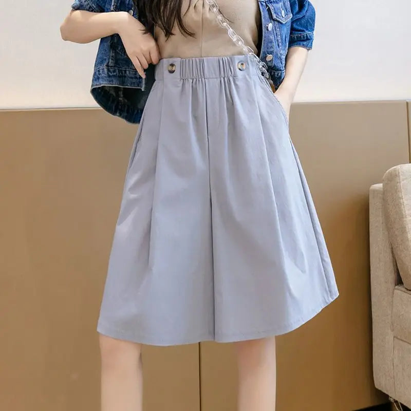 Shorts for Women Culotte Half Wide Knee Length High Waist Skirt Pants Mid Short Woman Bermuda Designer Wholesale Casual Design