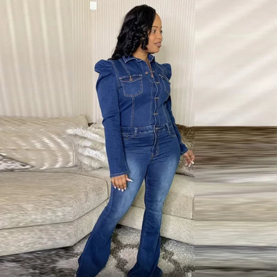 Full Length Overalls Women Jeans Bleached Washed Denim Mid Waist Jumpsuits Single Breasted Sashes Spliced Vintage Casual