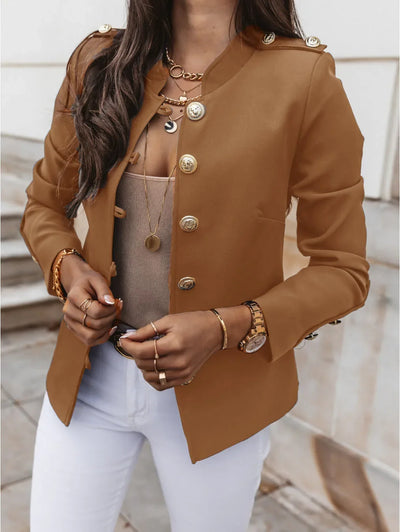 Women's Blazers Long-sleeved Suit Tops Fashion Slim Buttons Casual Sblazer Street Office Coats for Female