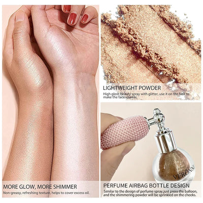High Gloss Body Diamond Shimmering Spray Powder Highlight Powder Makeup Suitable for Facial and Body Skin Hair Clothes Cosmetics