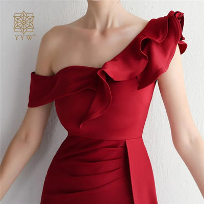 Long Wedding Godmother Dress Evening Woman Party Stain Dresses Burgundy Sexy Mermaid Maxi Ball Gown Luxury Dress Birthday Gown