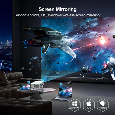 Portable Proyector 4K Android 11 Dual Wifi 5 300ANSI CPU H713M BT5.0 1080P 1280*720P Proyector de cine en casa para exteriores