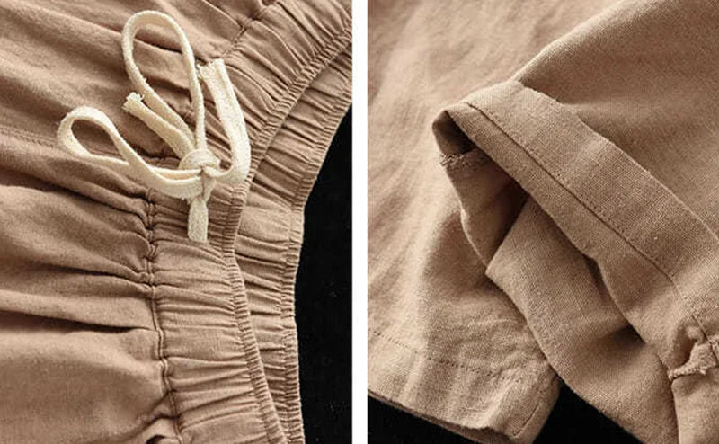 2024 Spring Summer Cotton Linen Pants Women Solid Color Casual Ankle-length Pant Woman Lace-up Waist Loose Trousers