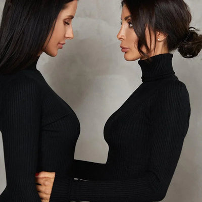 Dresses for Women 2022 Sexy Turtleneck Knitted Bodycon Dress Women Autumn Winter Long Sleeve Sweater Dress