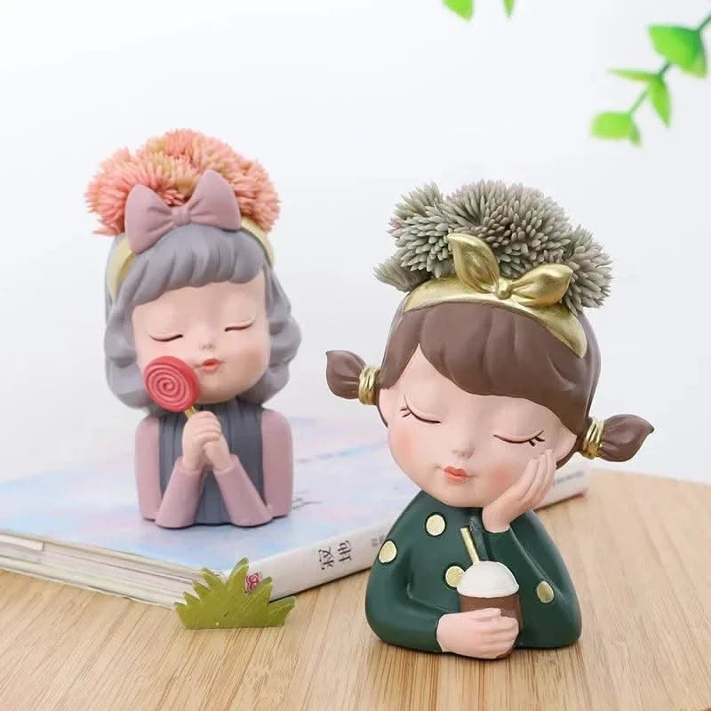 European Resin Gardening DIY Succulent Flower Pot Table Top Creative Cute Girl Green Plant Small Flower Pot