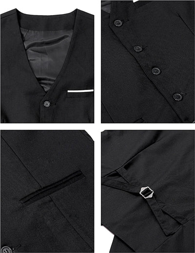 Mens Suit Vest Male Business Formal Wedding Office Birthday Party Outfit Set  Easter Church Jacket Black Waistcoat