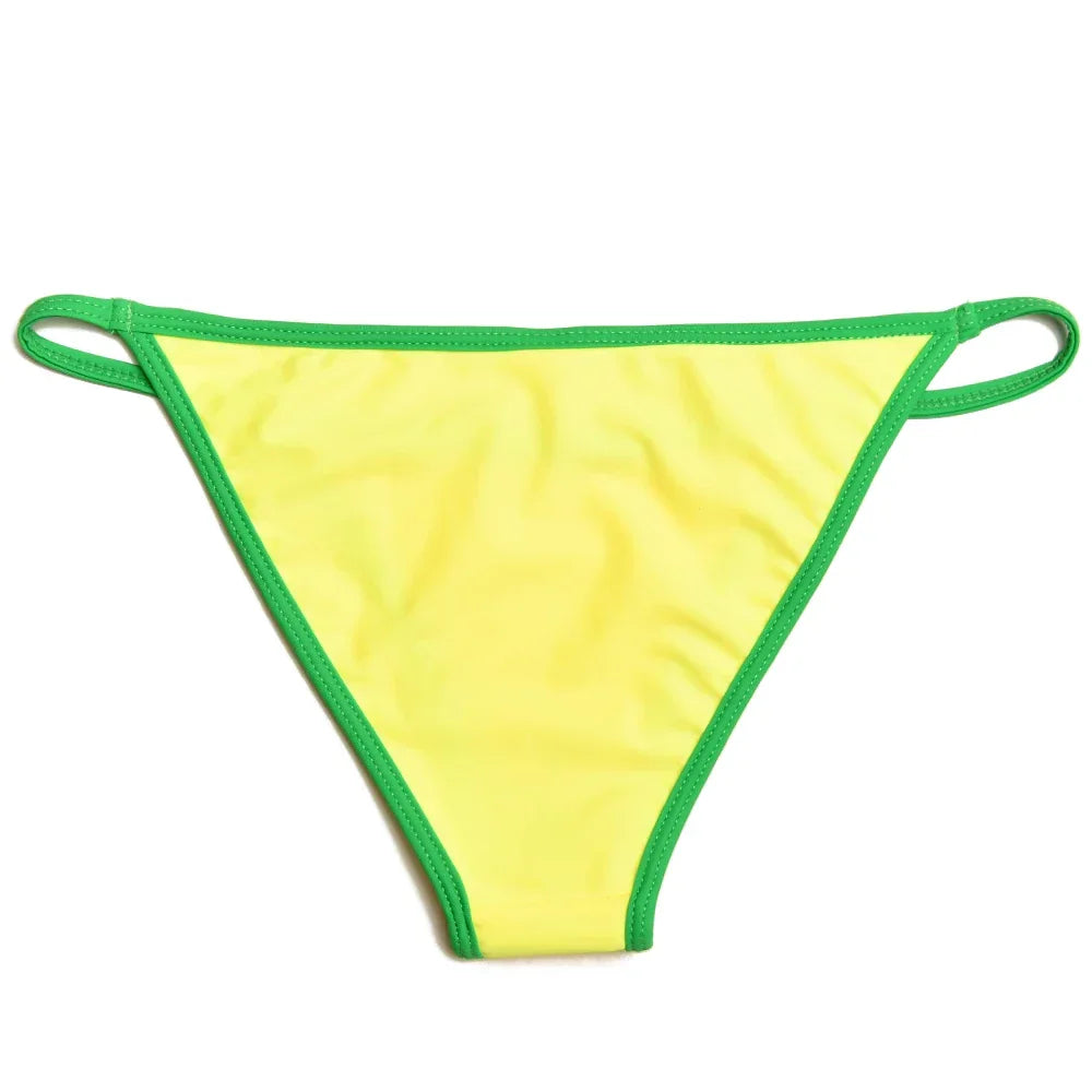 Absobe Brazilian Contrast Color Bikini Set Triangle Women Swimwear Patchwork Halter Swimsuit Hottie Summer Party Beachwear 2024