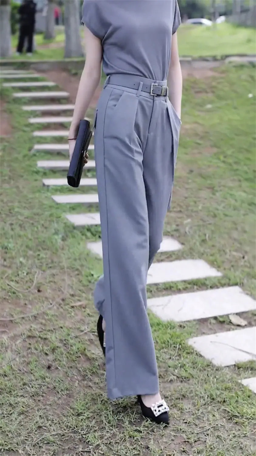 Trousers Woman Wear To Work Summer 2024 Office Professional Wide Leg Top and Pant Sets for Women 2 Pieces Tailor Casual Elegant