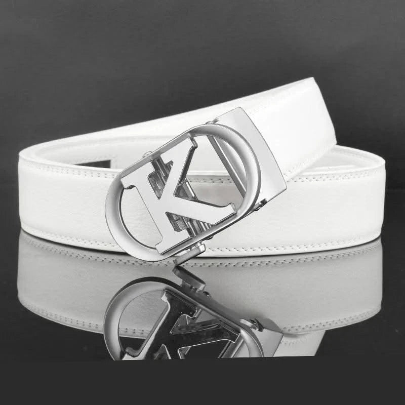 Men Fashion K Letter High quality Genuine Leather  Designer Belts | Male Waist Strap