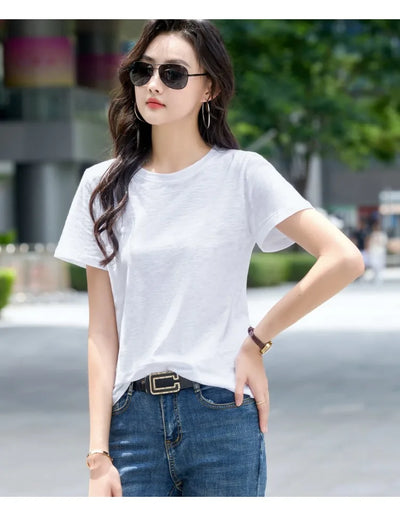 Oversized Summer T shirts for Women Casual Female Korean Streetwear Tees Unisex Basic Solid Young Cool Tops