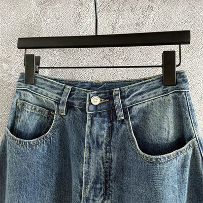 Women's pants 2025 autumn new high waisted slim women's jeans pure cotton straight leg pants  Wide leg pants curved knife jeans