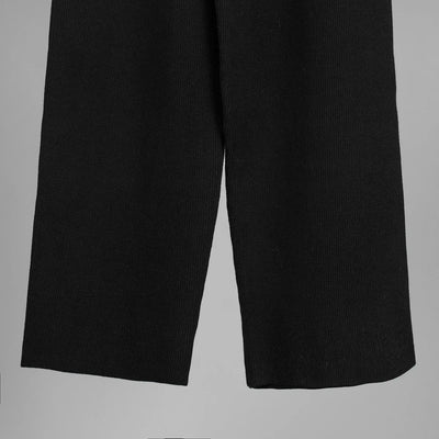 2025 Autumn Street Outfits Knitted Cardigan Pants Sets Women Single Breasted Lapel Sweater High Waist Wide Leg Trousers Suit