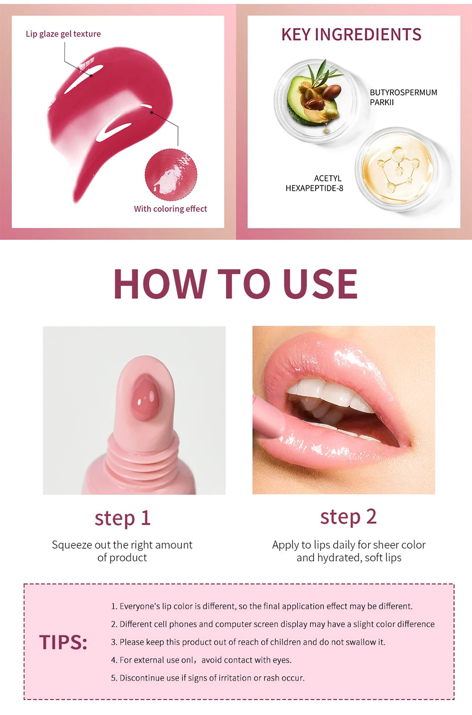 Plump Moisturizing Glossy Mirror Lip Gloss Nutritious Lip Oil Cosmetic Portable Lip Makeup Reduce Fine Lines On Lips For Women