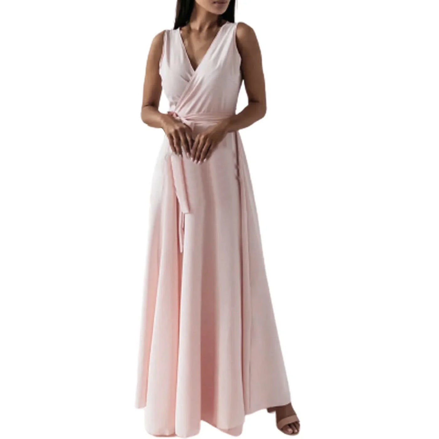 Women's Elegant Solid long dresses Casual Sleeveless High Waist Sexy Evening Formal dresses Fit And Flare Dresses For Women