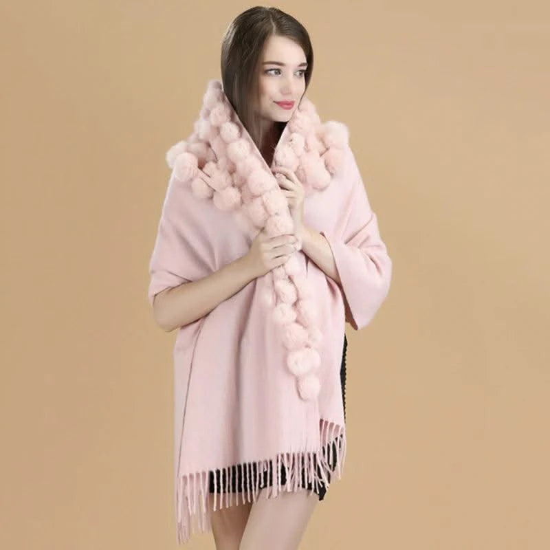 Winter Thick  Genuine Rabbit Fur Scarf for Women