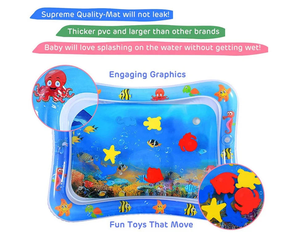 Inflatable Tummy Time Baby Play Mat Infants Water Cushion Early Education Interactive Baby Toys For Toddlers Sensory Development