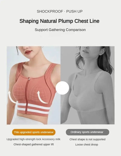 Sports Bras Zip Front For Women With Full Coverage Removable Padded Workout Bra Shockproof Yoga Underwear Running Fitness Vest
