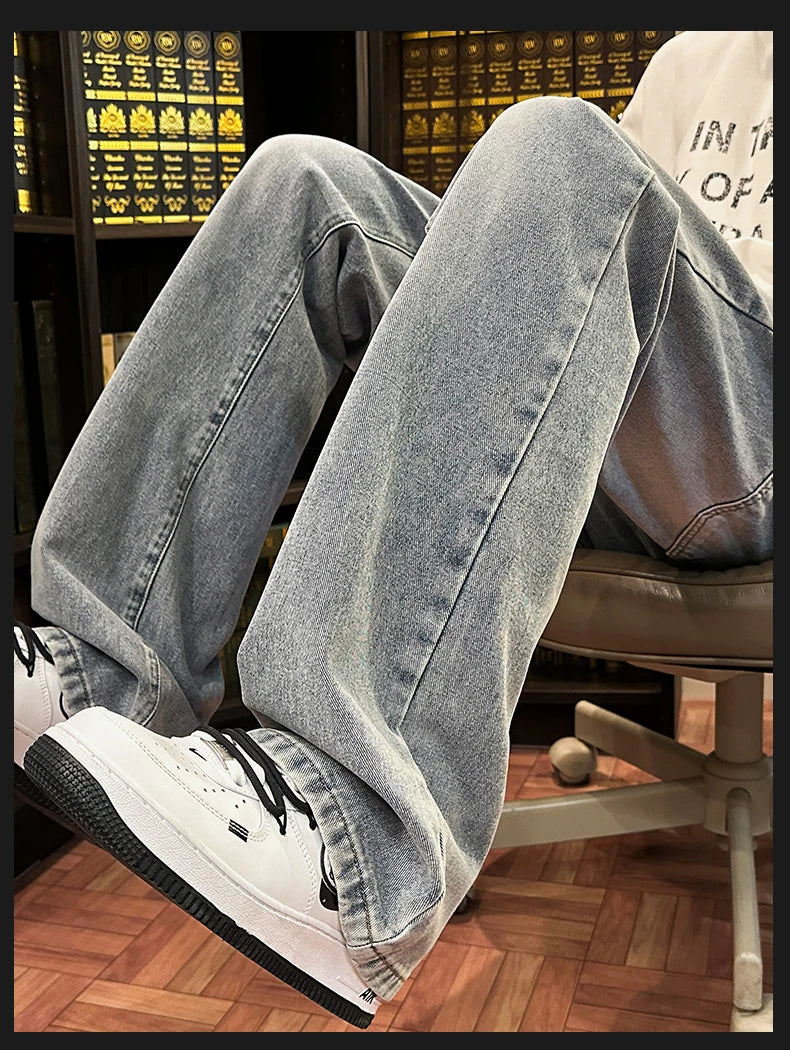 Autumn New Men's Jeans Baggy Straight Wide Leg Male Fashion Vintage Denim Pants Men Youth Popular Brand Streetwear Jean Trousers