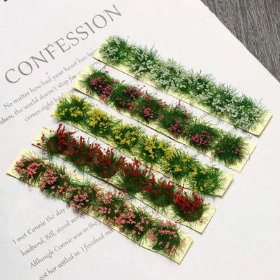 DIY Miniature Garden Decor Durable Static Scenery Model Layout Sand Table Flower Cluster Landscape Wargame Grass Tufts Building