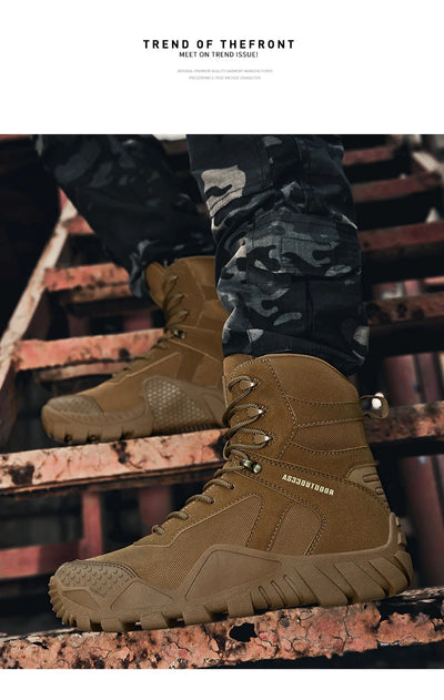 New Men Tactical Boots Lace Up Waterproof Climbing Hiking Shoes Motorcycle Training Army High Quality Hunting Unisex Desert Boot