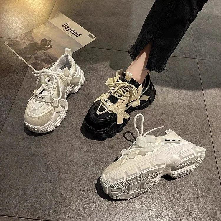 Sports Woman Footwear High on Platform Sneakers Lace Up Athletic Shoes for Women Quality Vulcanized Shoe Designer Luxury Light A