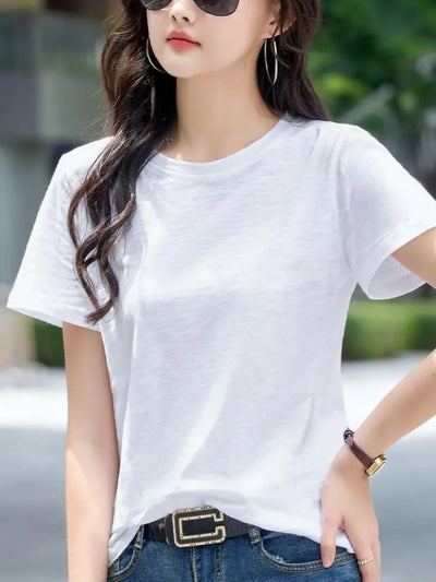 Oversized Summer T shirts for Women Casual Female Korean Streetwear Tees Unisex Basic Solid Young Cool Tops