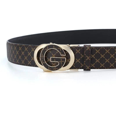 Men's Genuine Leather Belt With Automatic "G" Buckle - Fashionable Business Casual Style