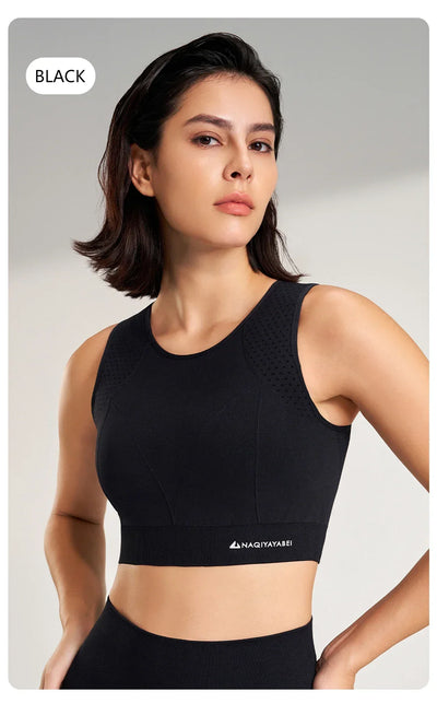 Sports underwear women anti-shock anti-sagging sports undershirt with bra pads fitness clothing high strength yoga bra