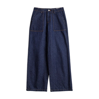 Maden Vintage Straight Denim Jeans with Washed YKK Zipper Loose Fit Casual Trousers for Women's Fall and Winter Versatile Pants