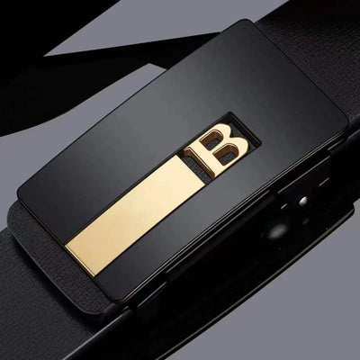 Men Genuine Luxury Leather Metal Automatic B Buckle Fashion Belt | Casual Belts for Male