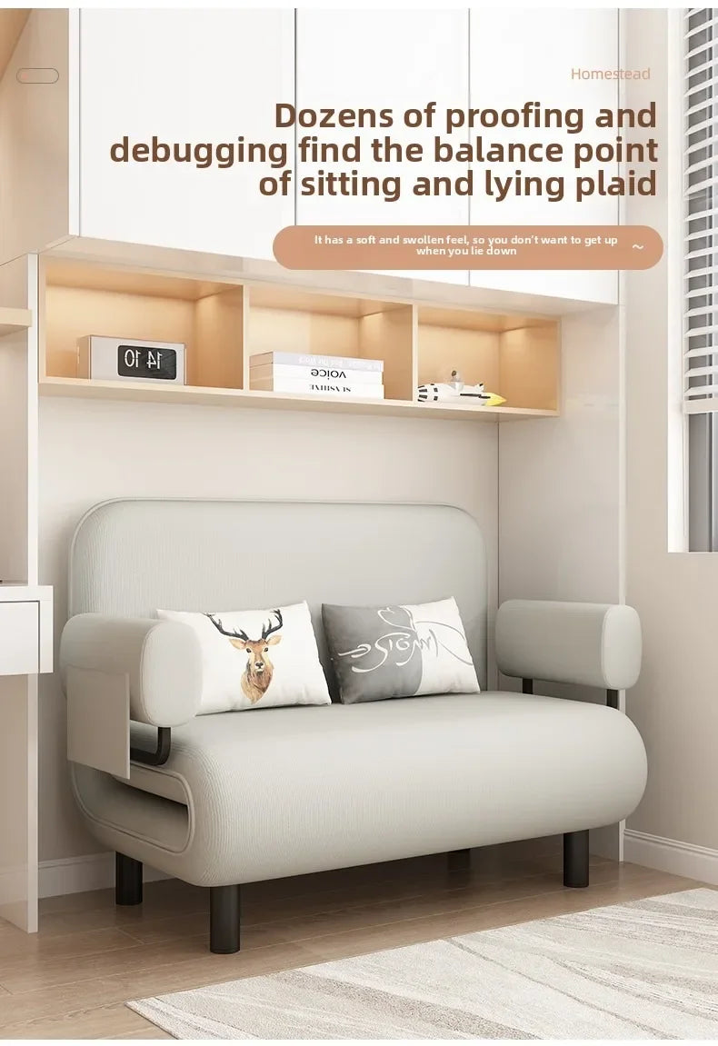 Sofa bed folding dual-purpose small apartment living room Internet celebrity telescopic bed single balcony