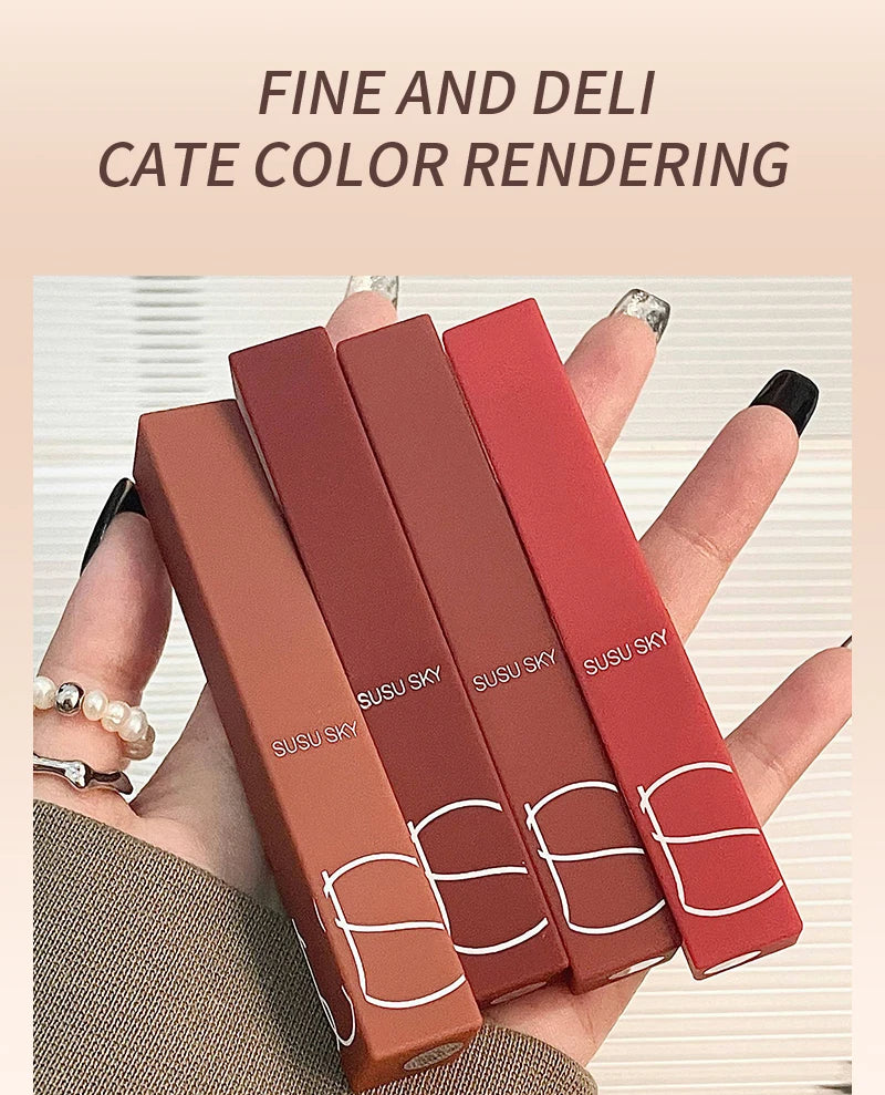 TX010Thin Tube Matte Lipstick, Waterproof and Sweatproof, Does Not Fade Or Remove Makeup, Can Be Used on Both Lips and Cheeks