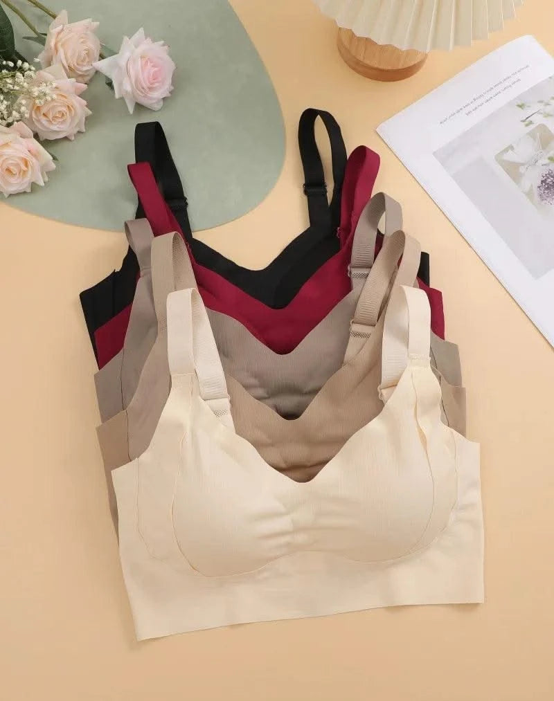Plus Size Women Seamless Bras Sexy V Waist Brassiere Padded Wireless Soft Sleepwear Female Solid Breathable Underwear Lingerie