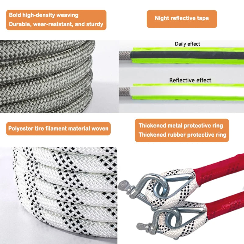 1Pcs 3-Meter Towing Rope for Cars/Off-Road Vehicles with a 3-Ton Towing Capacity for Rescue Is Reliable and Wear-Resistant