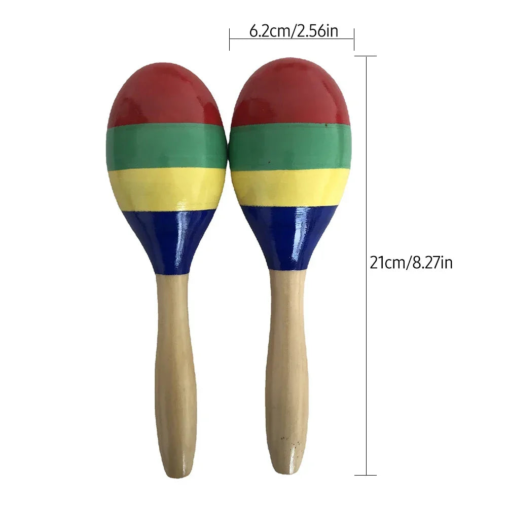 1 Pair Wooden Maracas Sand Hammer Rumba Shakers Rattles Sand Hammer Percussion Instrument Musical Toy for Kid Children Games - Elanique