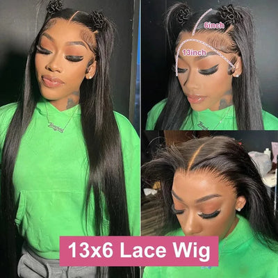 30 40 Inch Bone Straight 13x6 HD Lace Frontal Human Hair Wigs 13x4 Lace Front Wig 100% Human Hair Wig Remy Brazilian Pre Plucked