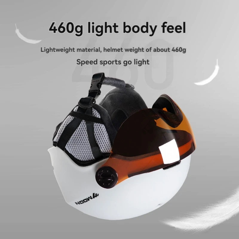Motorcycle Helmet CE/ASTM Certified One-Piece PC+EPS Helmet with Goggles, Suitable for Skiing, Snowboarding, Outdoor Sports