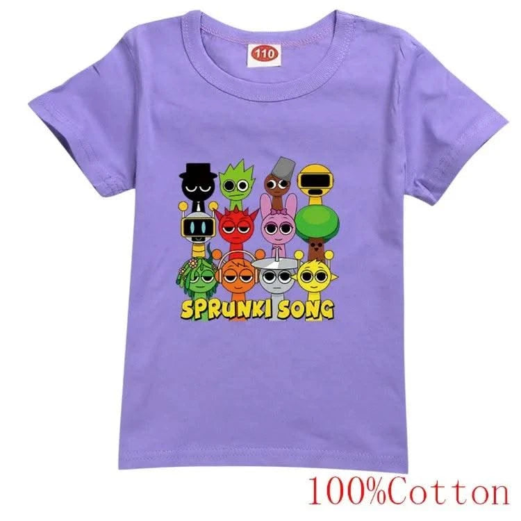 Camisas Sprunki Incredibox Figuras Kids Game Sprunky Tshirt Boys Short Sleeve Tops Girls Cartoon Clothes Children Summer Clothes