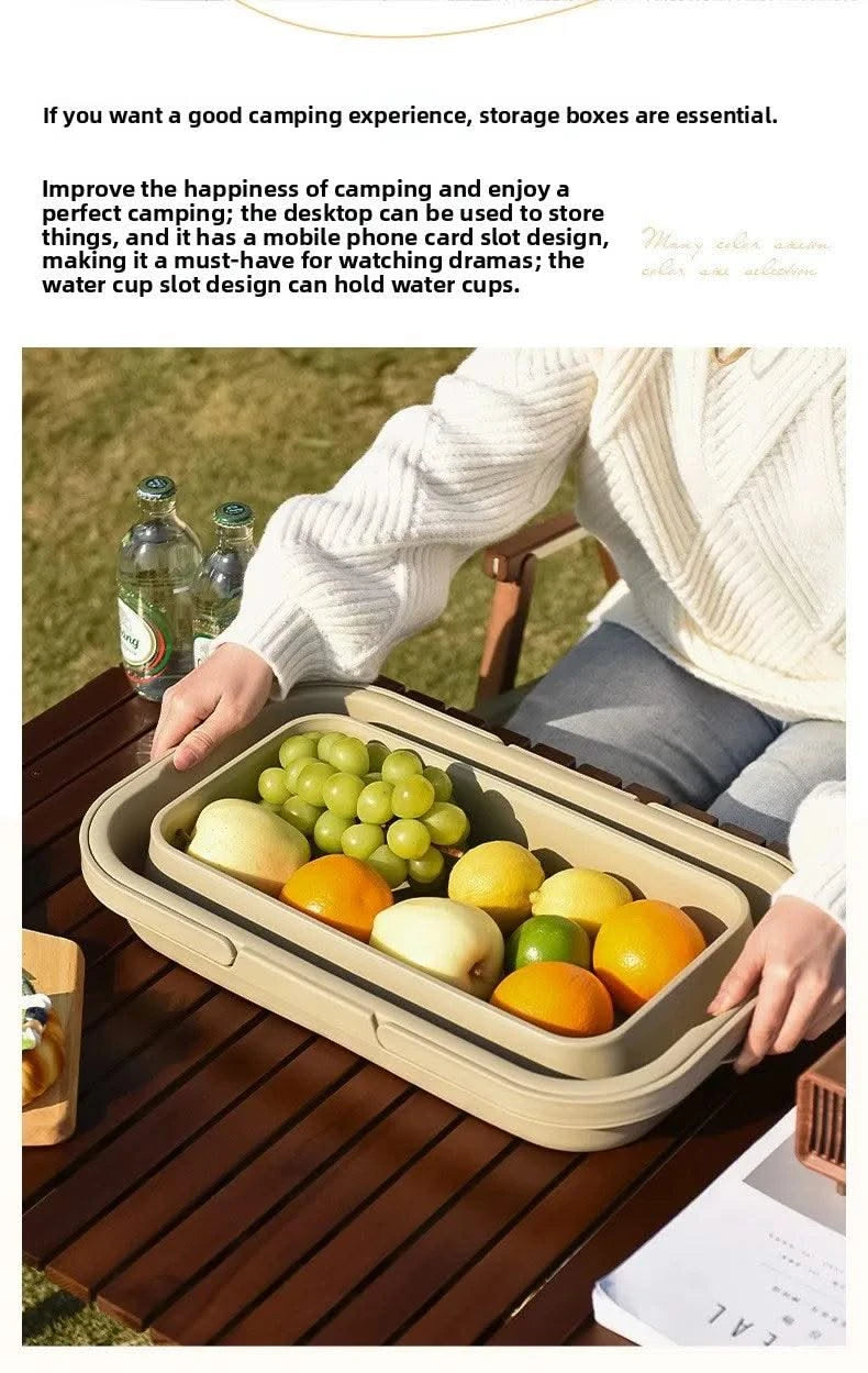 garden  Multi functional hand-held basket storage box for picnic, outdoor camping, picnic basket set, folding water bucket