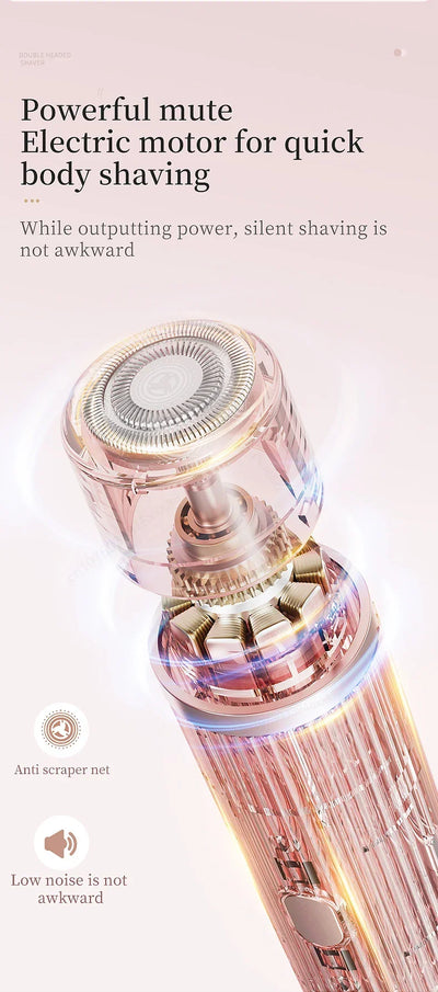 Electric Shaver for Women Female Epilator Electric Hair Removal 2 in 1 Woman's Razor for Body Legs Face Mustache Bikini Trimmer