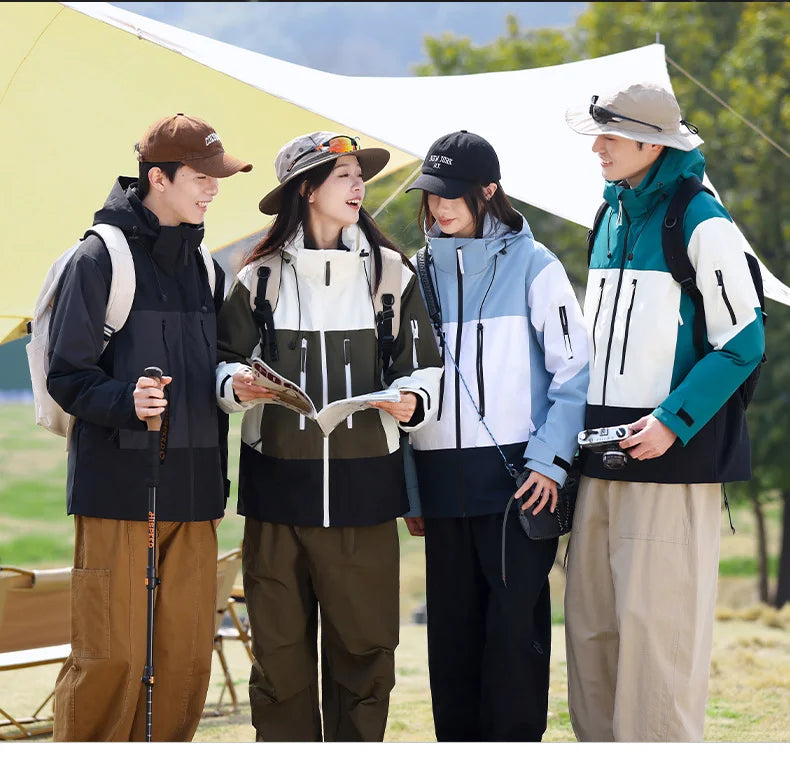 Outdoor Men Women Hiking Windbreaker Jacket Spring Autumn Breathable Waterproof Trekking Climbing Mountain Clothing