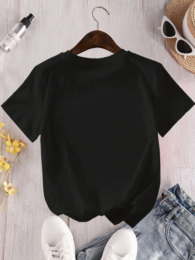 Women's Cartoon Graphic T-Shirts  Casual Crew Neck Short Sleeve Tops  Women's Clothing