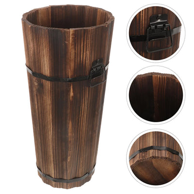 Wooden Umbrella Stand Home Holder Nordic Storage Rack Entryway Bin Industrial Hallway Organizer Hotel Hollow Design Car