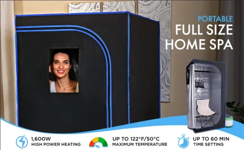 Full Size Personal Steam Sauna Set for Home, Portable 1 Person Full Body Steam Spa for Relaxation, Detox Therapy