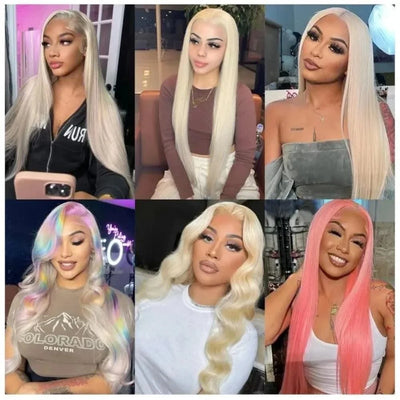 13x6 Bone Straight  Lace Frontal Honey Colored Human Hair Wig 613 Blonde Transparent Lace Front Closure Wigs for Black Women