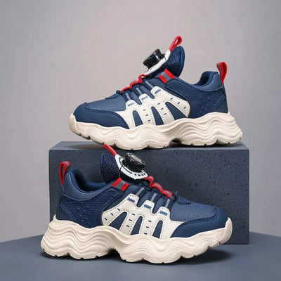 Children's Sports Shoes New Fashion Boys' Casual Sneakers Soft Soled Boys' and Girls' Rotating Buckle Anti Slip Running Shoes
