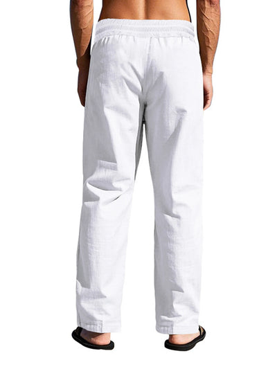 Men's Casual Trousers 2025 Spring/Summer New Man Large Size white Straight trousers Solid Beach black Fitness Pants S-XXXL