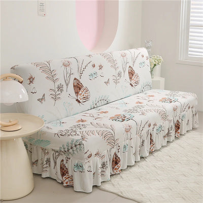 Print Armless Sofa Bed Cover With Skirts Without Armrest Elastic Folding Furniture home Decoration Bench Cover