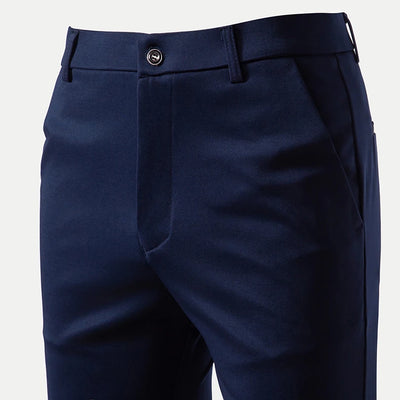 Men's Stretch Trousers Casual Smart Suit Pants Formal Straight Sport Clothing Japanese New Black Navy Elastic Office Work Pants