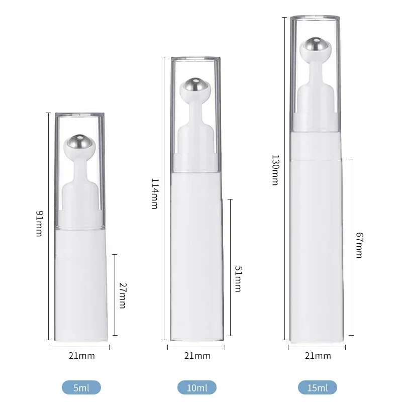 Eye Roller Massage Bottle Eye Cream Applicator with Steel Ball Empty Refillable Lotion Essential Oil Vacuum Travel Container